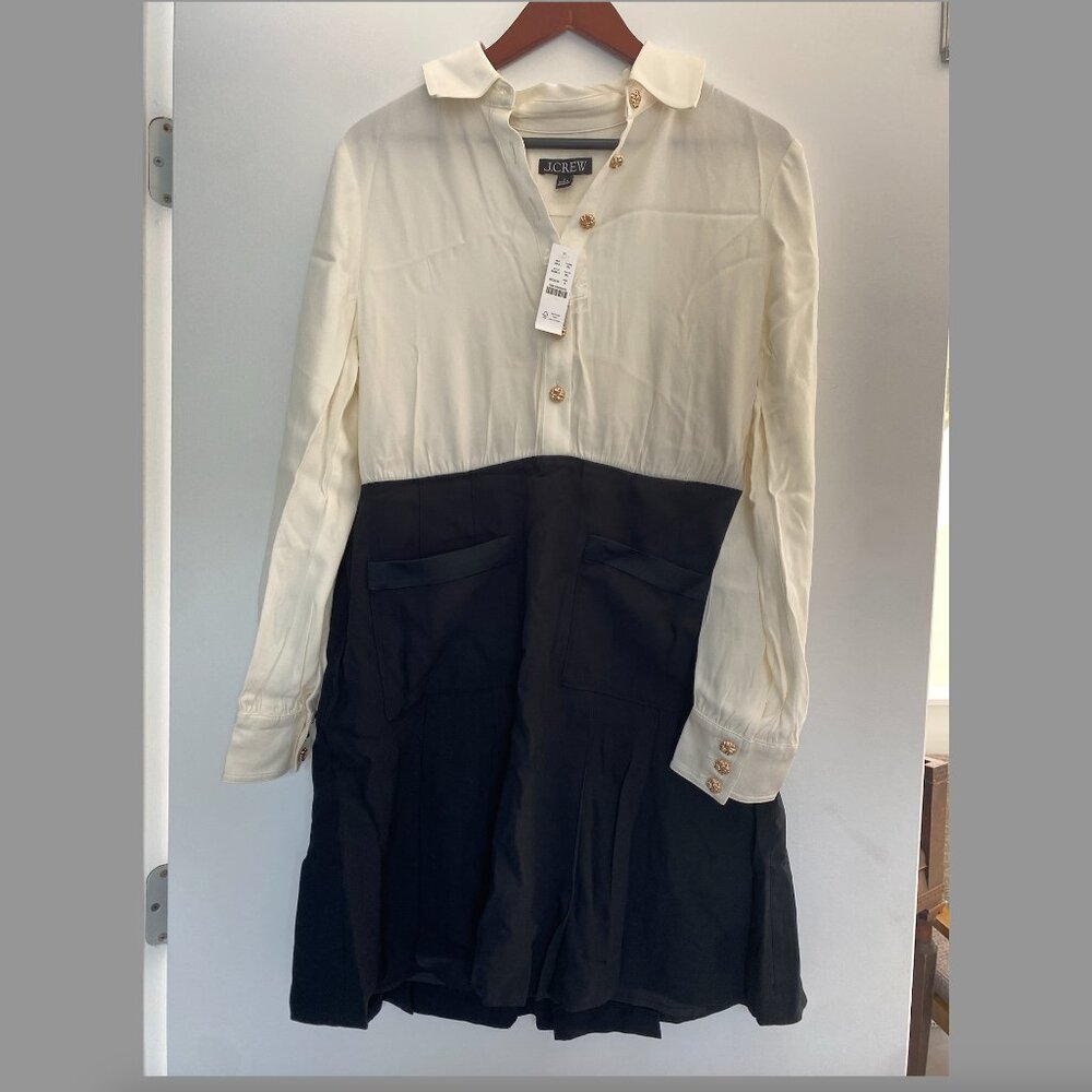 New with Tags J Crew Ivory/Black Button Shirt Dress
